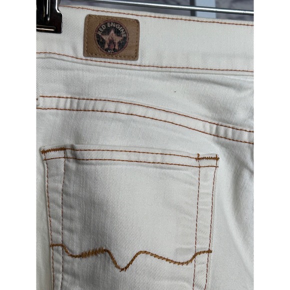 Red Engine Hotrod White Skinny Jeans Contrast Stitching Size 25 Made in USA - Picture 5 of 10